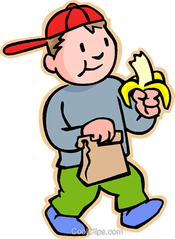 Boy Eating Banana Royalty Free Vector Clip Art Illustration - Boy Eating Banana Clipart (351x480)