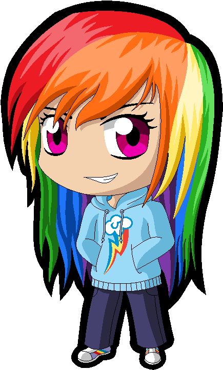 Rainbow Dash Pinkie Pie Rarity Applejack Facial Expression - Chibi Girl With Rainbow Hair (600x800)