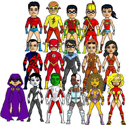 Aqualad Kidflash Robin Speedy Wondergirl Devenu Adulte - X Men Villains (423x424)