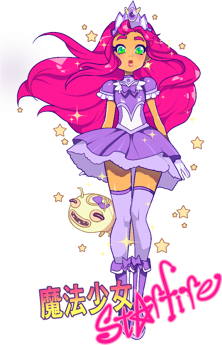Starfire Raven Beast Boy Cyborg Robin Pink Fictional - Night Begins To Shine Starfire (800x1236)