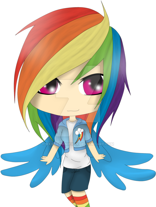Rainbow Dash By Xxxsamaniexxx On Deviantart Human Chibi - Май Литл Пони Радуга (600x741)