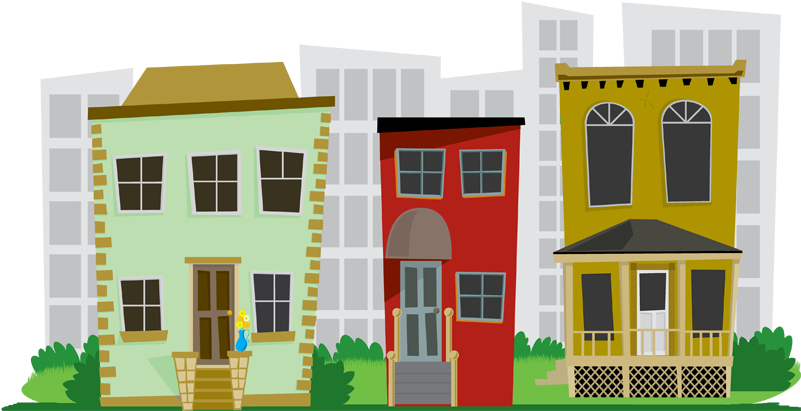City House Clipart - City Neighborhood Clipart (803x418)