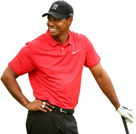 Tiger Woods Clipart Png - Tiger Woods Red Shirt (500x443)