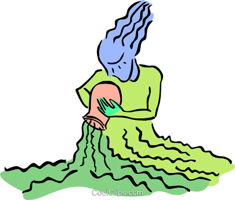 Woman Pouring Water Royalty Free Vector Clip Art Illustration - Woman Pouring Water Royalty Free Vector Clip Art Illustration (480x409)
