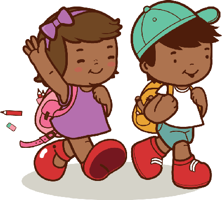African American Kids Walk To School Clipart The Arts - Walking To School Clipart (442x399)