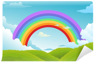 Rainbow And Clouds In The Sky Background Vector Wall - Sky (400x400)