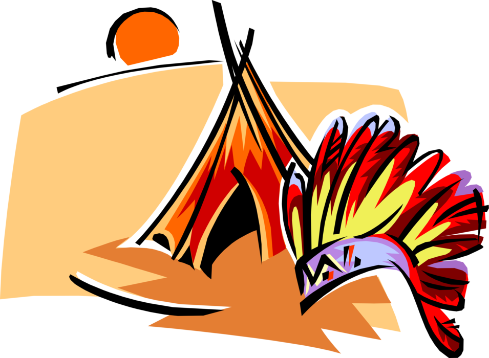 Vector Illustration Of Native American Indigenous Indian - Pow Wow Clip Art (955x700)