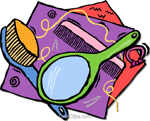 Hair Brush, Mirror And Comb Royalty Free Vector Clip - Hair Brush And Comb Clip Art (480x387)