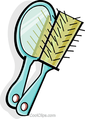 Mirror And A Hair Brush Royalty Free Vector Clip Art - Brush And Mirror Clipart (344x480)