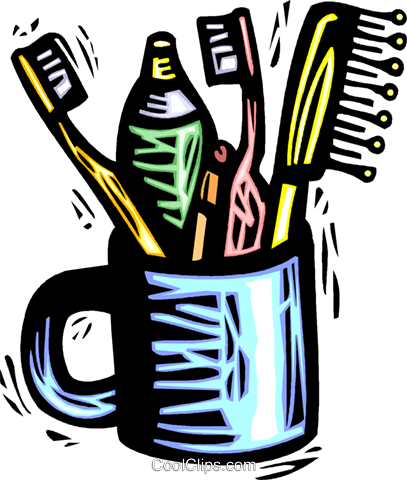 Toothbrushes, Hair Brush Royalty Free Vector Clip Art - Hair Brush And Tooth Brush (407x480)