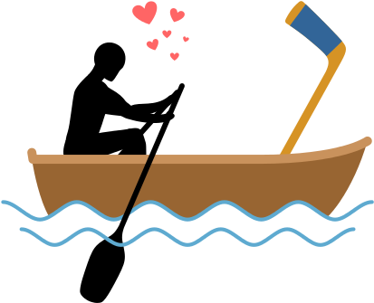 Guy And Hockey Stick Ride In Boat - Lovers On Boat Vector (550x550)