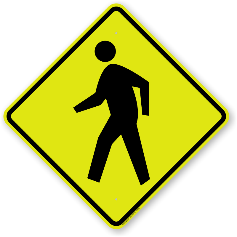 Pedestrian Crossing Symbol Fluorescent Diamond Grade - Pedestrian Sign (800x800)