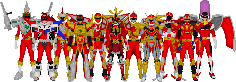 All Red Ranger Battlizers By Taiko554 - All Red Power Rangers Battlizer (941x327)