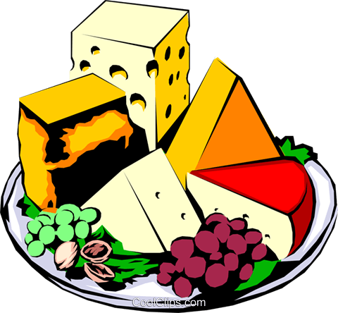 Cheese Platter Royalty Free Vector Clip Art Illustration - Dessin Plateau De Fromage (480x444)