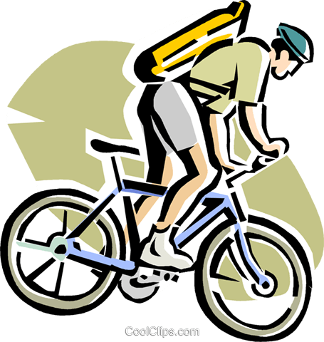 A Man In A Cycling Competition Cartoon Clipart - Mountain Biking Clip Art (455x480)
