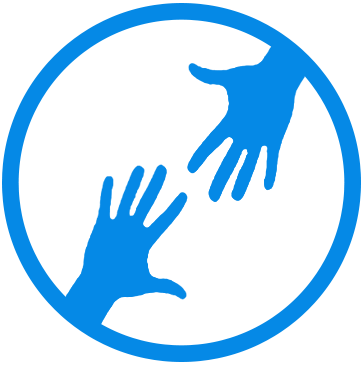 Blue Hands Reach Out In Circle - Outreach Icon Blue (362x365)