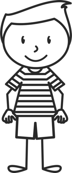 Boy With Striped Shirt Rubber Stamp - Boy Stick Figure Png (251x600)