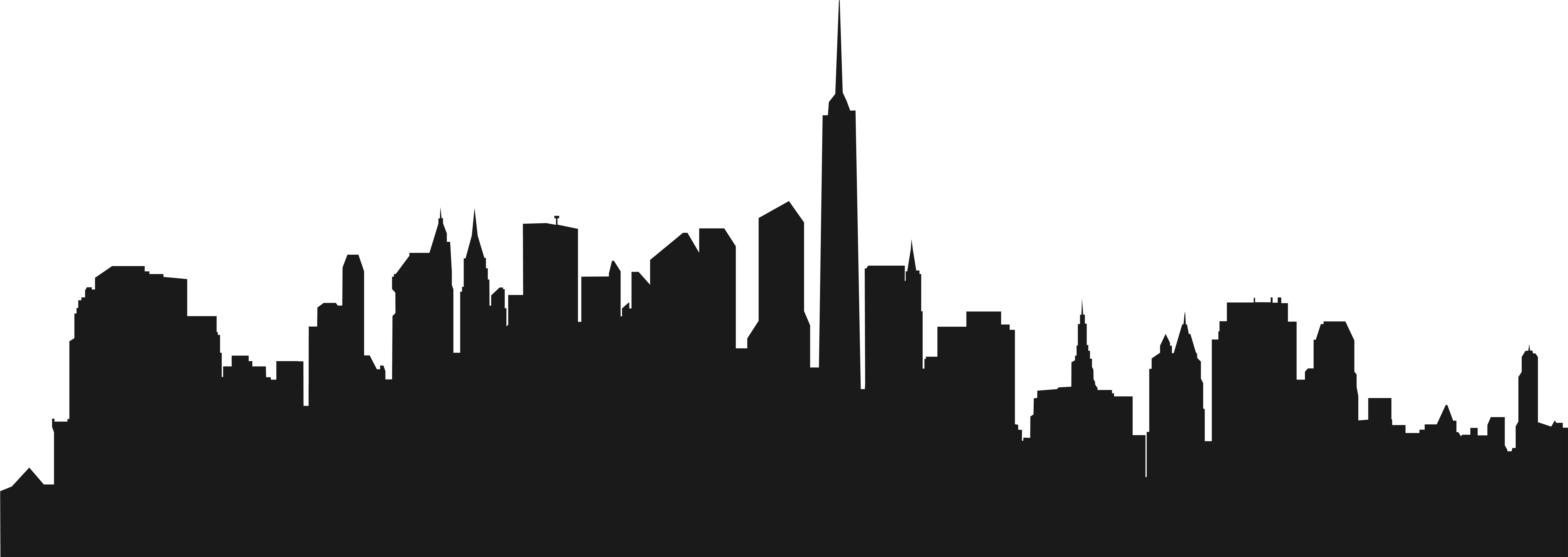 City Buildings Silhouette Png Clip Artu200b Gallery - New York Skyline Silhouette Clip Art (8000x2870)