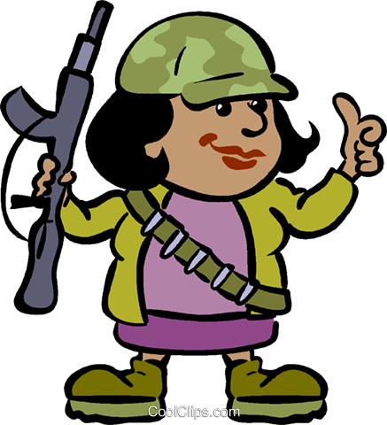 Female Soldier With A Gun Royalty Free Vector Clip - Woman Soldier Cartoon (437x480)