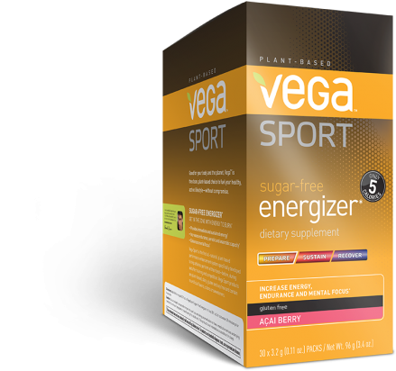 Vega Sport® Pre-workout Energizer Box Of 12 - Vega Sport Pre-workout Sugar-free Energizer, Acai Berry, (582x582)