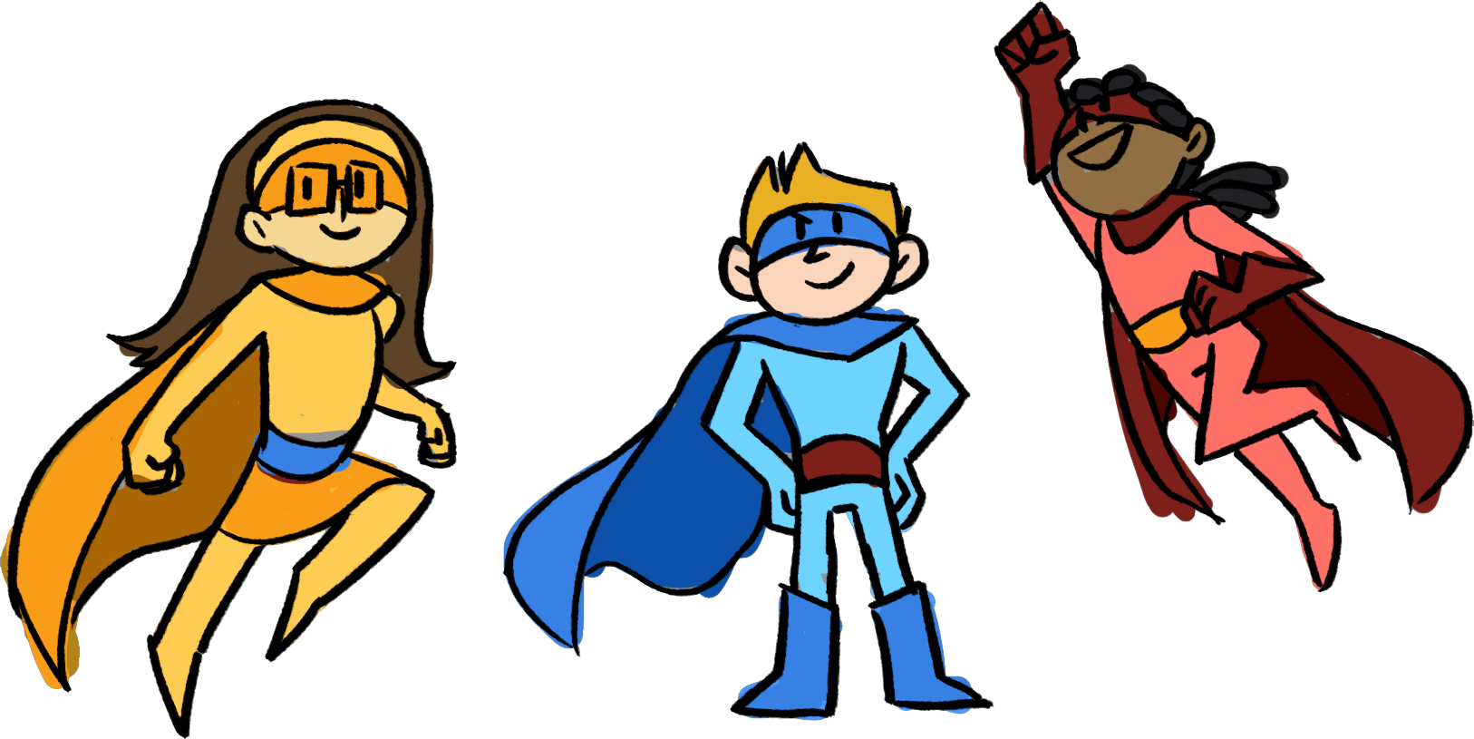 Colored Heros - Cartoon Superheroes (1626x815)