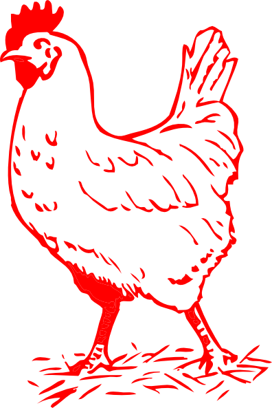 Chicken Clipart Black And White (396x593)