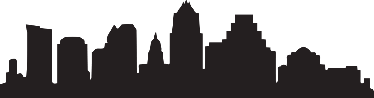 Open Mic Night - Austin Texas Skyline Silhouette (1200x316)