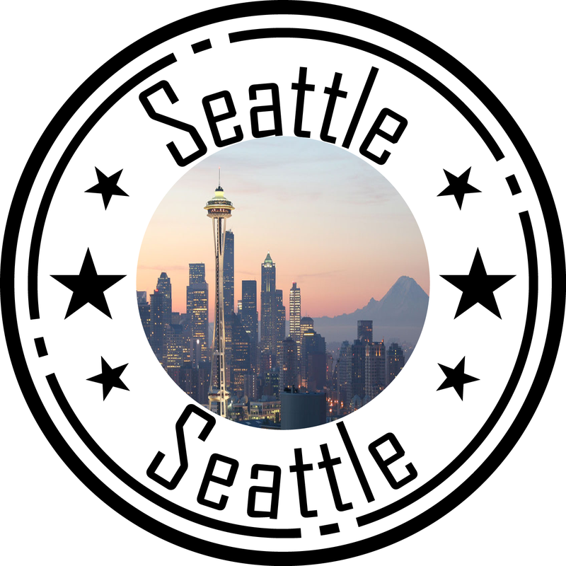 Picture - Seattle Wa Skyline Graphics Sunset Round Ornament (800x800)