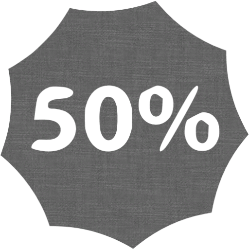 Grey Wall 50 Percent Badge Icon - Number (512x512)