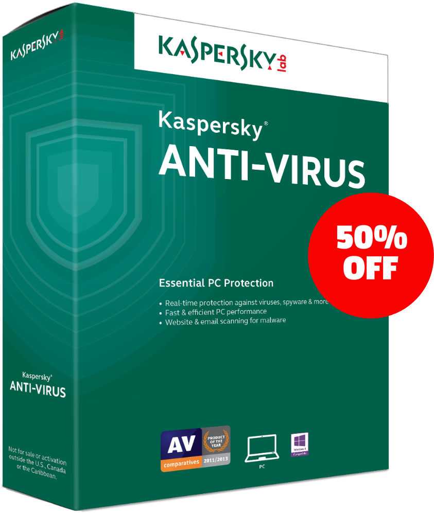 Kav 50 Percent Off - Kaspersky Anti-virus 2017 - 2-year / 1-pc - Int (1000x1000)