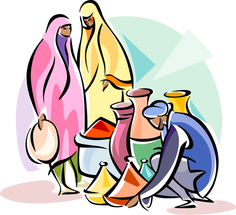 Vector Illustration Of Arab Region Souk Or Souq Open-air - Vector Illustration Of Arab Region Souk Or Souq Open-air (767x700)