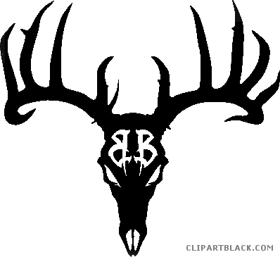 Deer Skull Animal Free Black White Clipart Images Clipartblack - Black Deer Skull Tattoo (398x365)