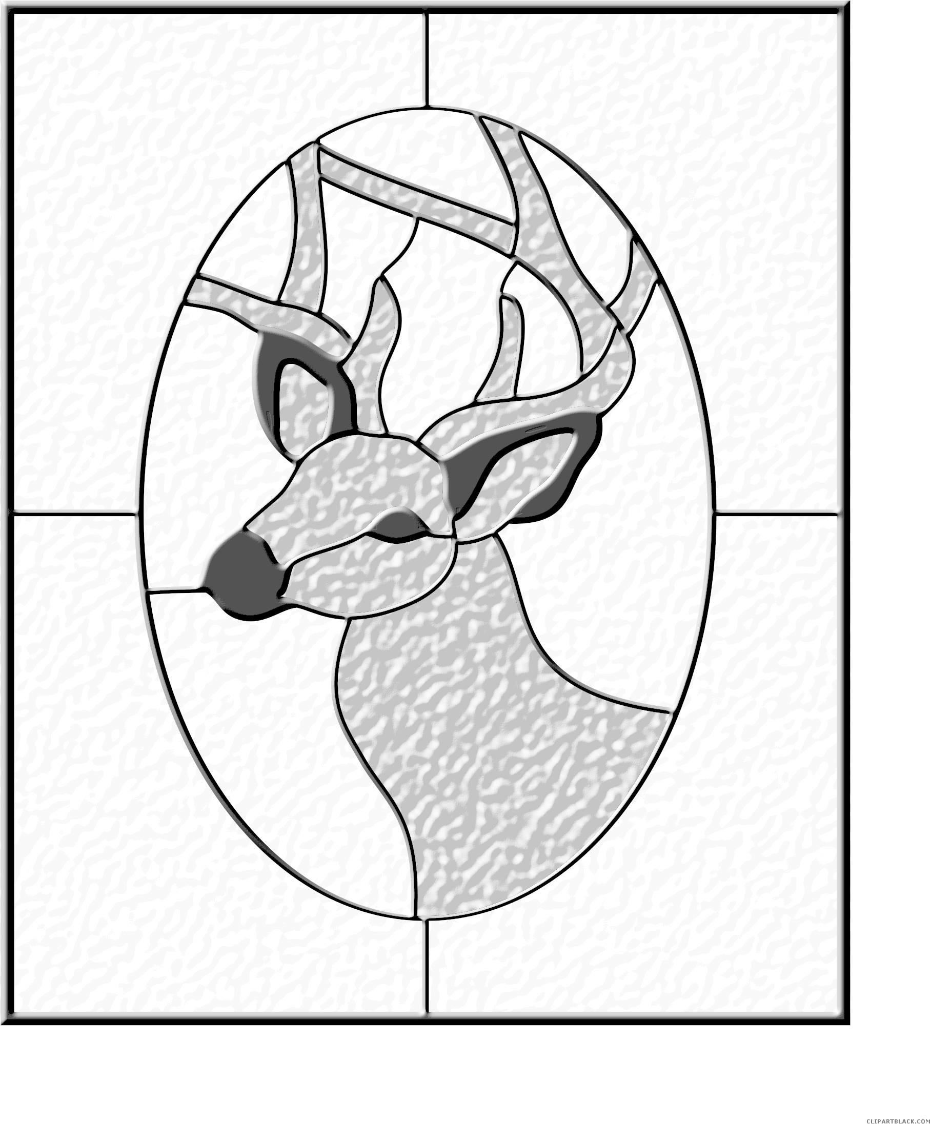 Deer Animal Free Black White Clipart Images Clipartblack - Stained Glass (1988x2400)
