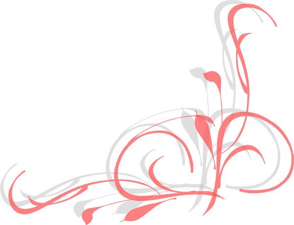 Lower Coral Swirl With Shadow Clip Art At Clker - Coral And Mint Border (600x460)