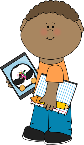 Technology Kids Clip Art - Boy With Books Clipart (320x550)