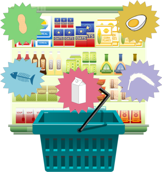 Choose Your Allergens - Supermarket Goods Shelf Tote Bag, Adult Unisex, Natural (600x600)