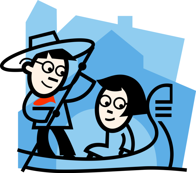 Vector Illustration Of Venetian Gondola Gondolier In - Vector Illustration Of Venetian Gondola Gondolier In (793x700)