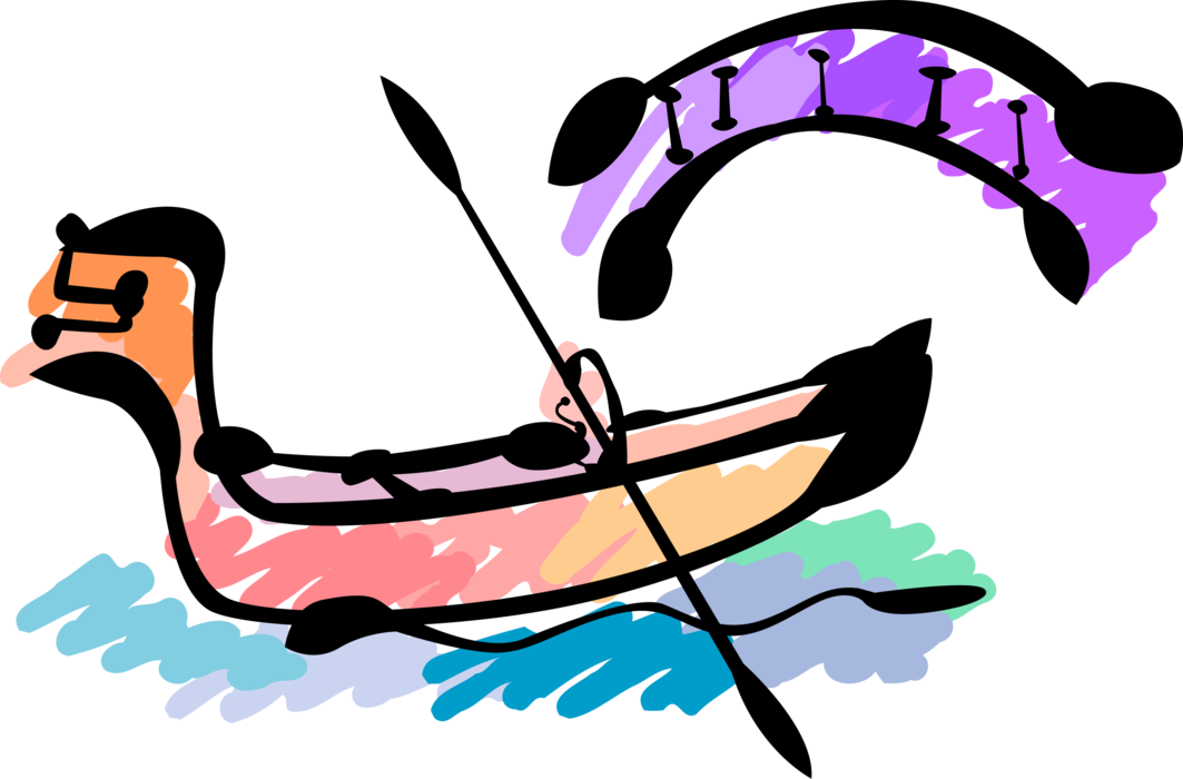 Vector Illustration Of Venetian Gondola Steered By - Vector Illustration Of Venetian Gondola Steered By (1063x700)