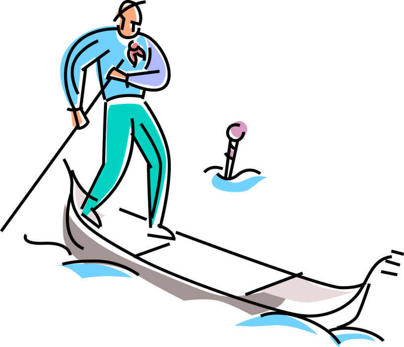 Vector Illustration Of Venetian Gondola Steered By - Vector Illustration Of Venetian Gondola Steered By (814x700)