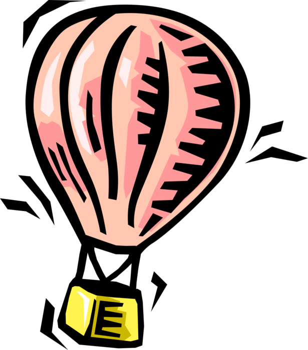 Vector Illustration Of Hot Air Balloon With Gondola - Vector Illustration Of Hot Air Balloon With Gondola (615x700)