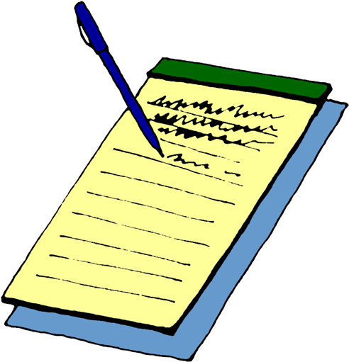 Microsoft Clipart Office Paperwork - Pen And Pad Cartoon (500x520)