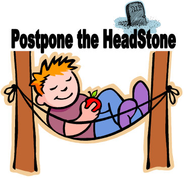 Graphic Of Guy In Hammock And Headstone With Postpone - Habit 7 Sharpen Thye Saw (365x353)