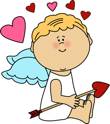 Cupid With Hearts Clip Art - Cupid With Hearts Clip Art (354x400)