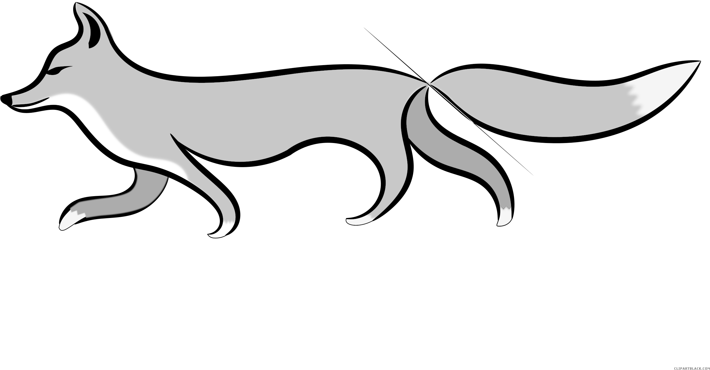Fox Animal Free Black White Clipart Images Clipartblack - Für Fox-grund Jumbo-tasse (2500x1768)