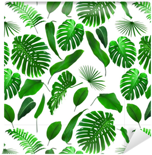 Seamless Tropical Jungle Leaves Pattern Wallpaper • - Jungle Bladeren (400x400)