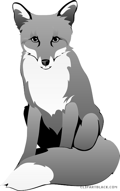 Cute Fox Animal Free Black White Clipart Images Clipartblack - Fuchs Weihnachten (404x640)