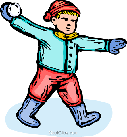 Boy Throwing A Snowball Royalty Free Vector Clip Art - Boy Throwing A Snowball (447x480)