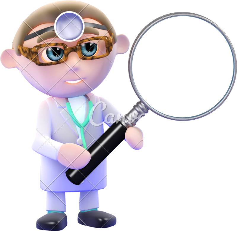 3d Doctor With Magnifying Glass - Doctor With Magnifying Glass Clipart (800x780)