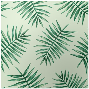 Watercolor Tropical Palm Leaves Seamless Pattern - Bungalow Rose Pinyon 4 Door Sideboard (400x400)