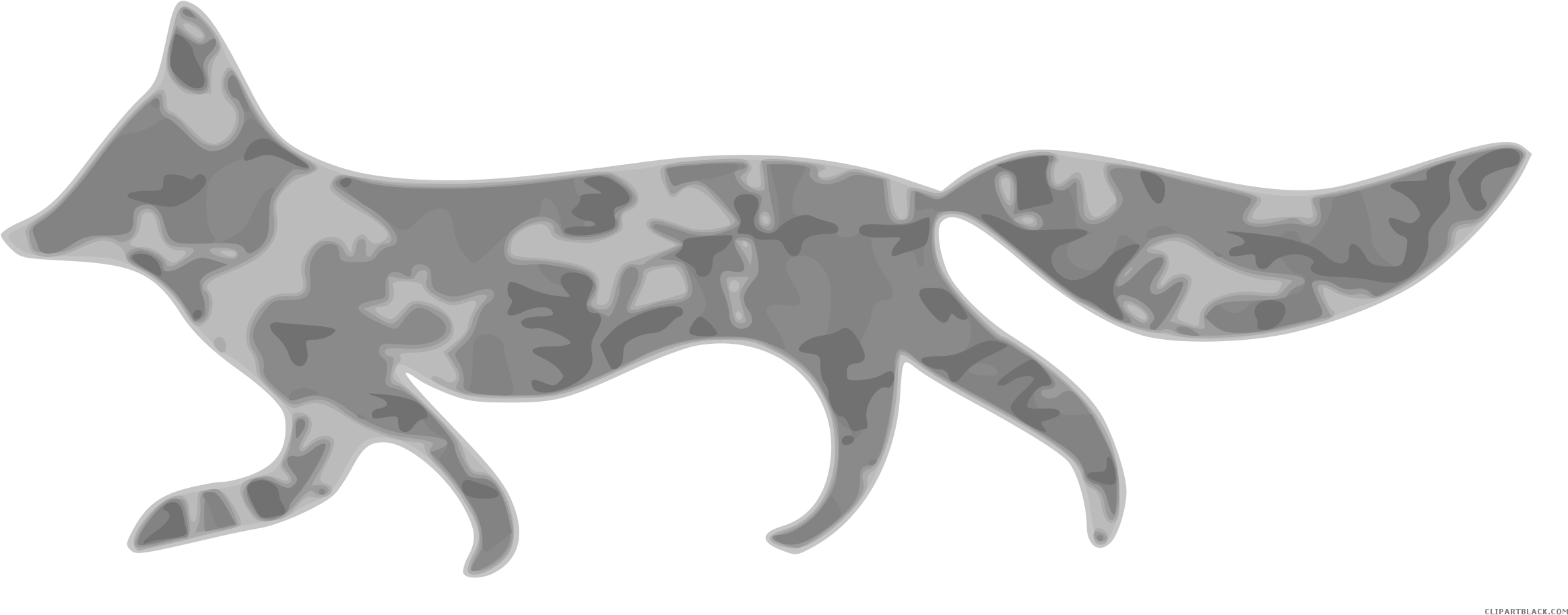 Fox Animal Free Black White Clipart Images Clipartblack - Camouflage (2400x1000)